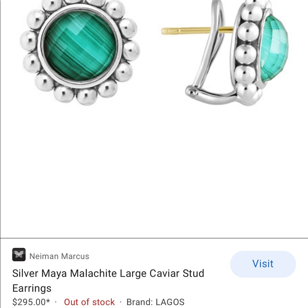 Lagos Malachite stud earrings.